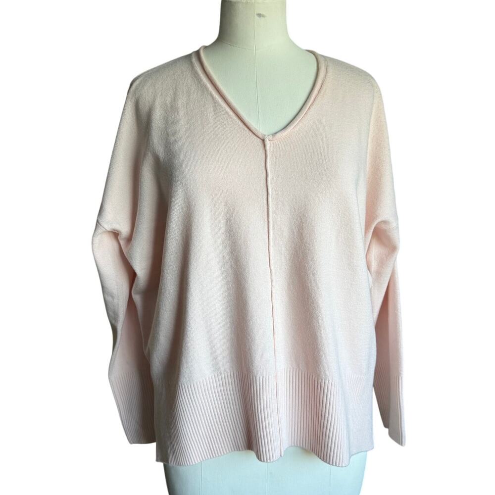 Brochu Walker Pink V-Neck Wool Cashmere Sweater (sz M) NWT 460